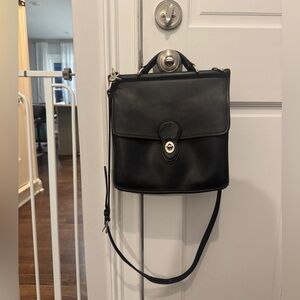 Vintage Coach Willis Bag - Black with Nickel Hardware
